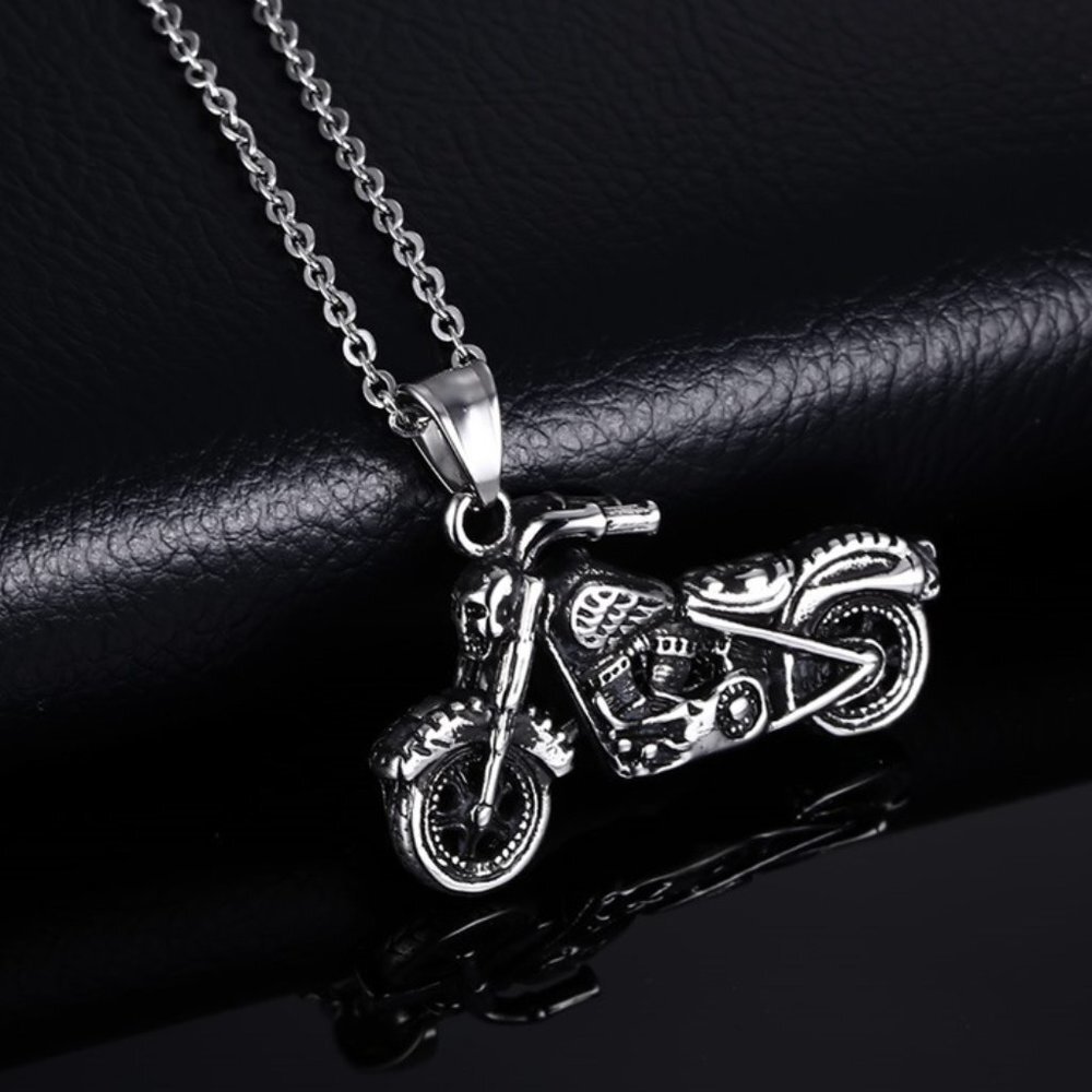 ❤️Simple Fashion bike antique silver charms pendant necklace for menN90201P226